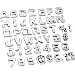 43Pcs Car Emblem Letters Sticker DIY 3D Chrome Number Symbol Badge Decal