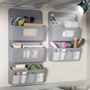 Multifunctional Wall-Mounted Storage Box with Multiple Pockets, Window and Hooks, Perfect for Office, Closet, and Bathroom Use, Office Supplies, Stationary Organizer Holder