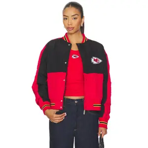 Terez x REVOLVE Chiefs Crop Bomber in Black & Red