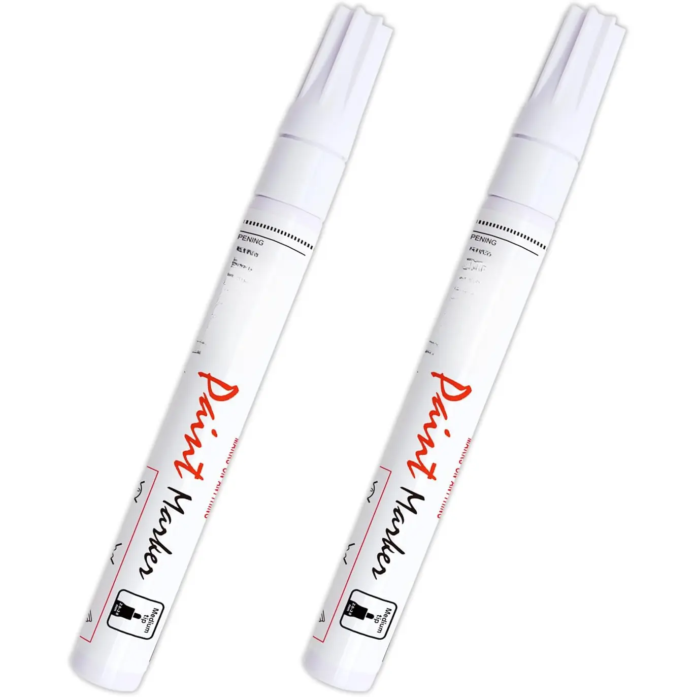 Oil-Based Permanent Markers - 2-Pack Medium Point White Office Stationery, Acid-Free, Opaque Finish Multi-Surface Tools for Arts and Crafts, Calendars, DIY Projects, Dark Surfaces, Indoor & Outdoor Use
