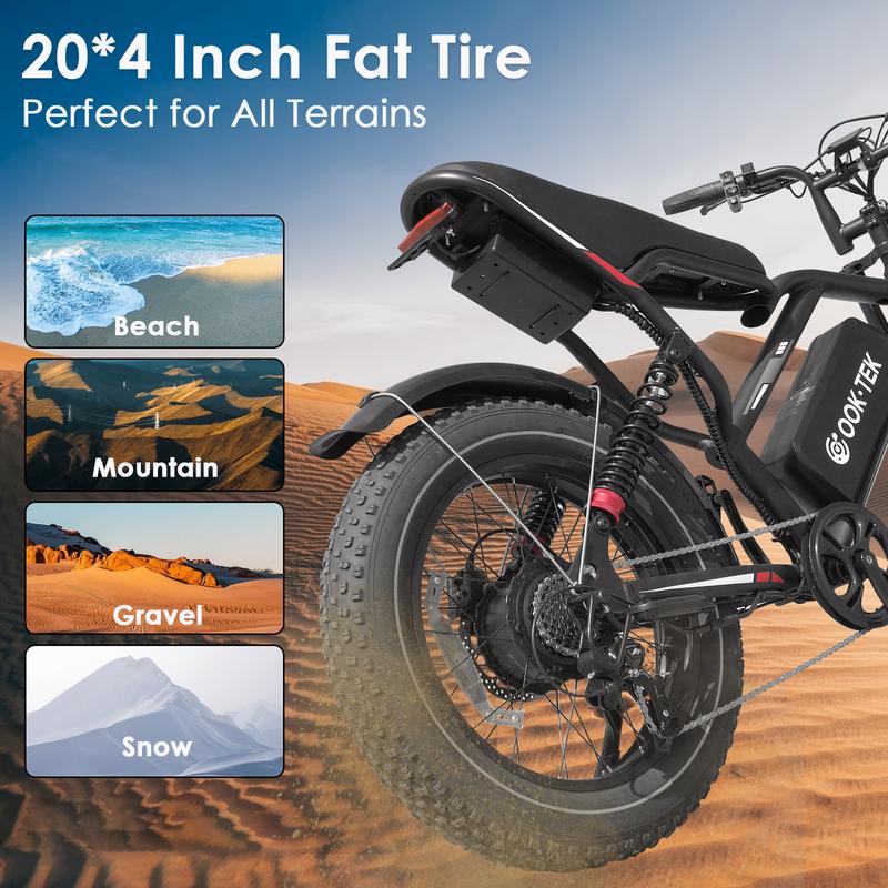 Electric Bike for Adults Peak 1000W, 31MPH,48V 17.5AH, E-Bike,35-45 Miles Electric Motorcycle, 20" Fat Tire Dirt Bike, UL2849 All Terrain for Mountains, Snow, Sand, Road