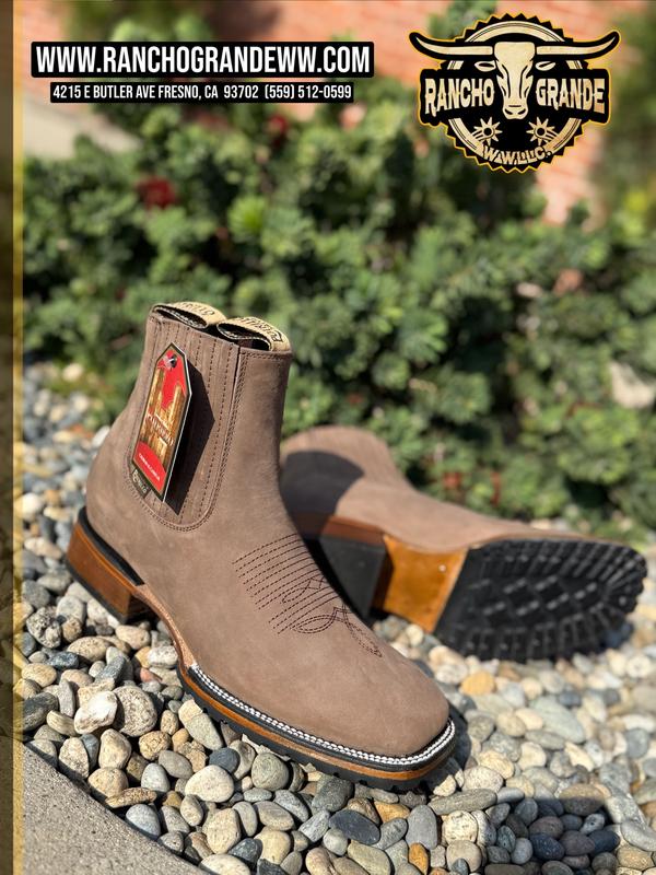 911 Nobuck Camel Leather Square Toe Chelsea Boots Ankle Casual Botin / Botas / boots S/Tractor