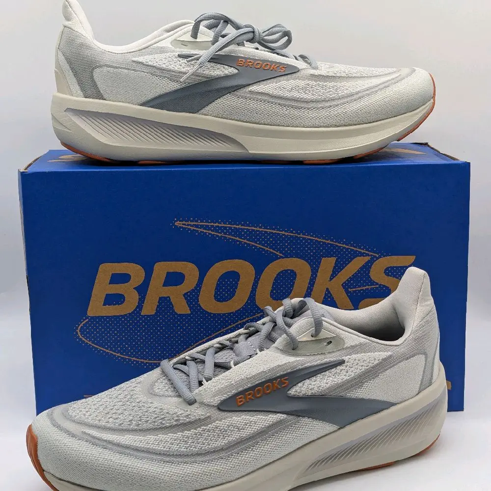 Mens Size 13 Brooks Revel 9 Running Shoes Grey Tan Orange Beige 1104991DO92 New