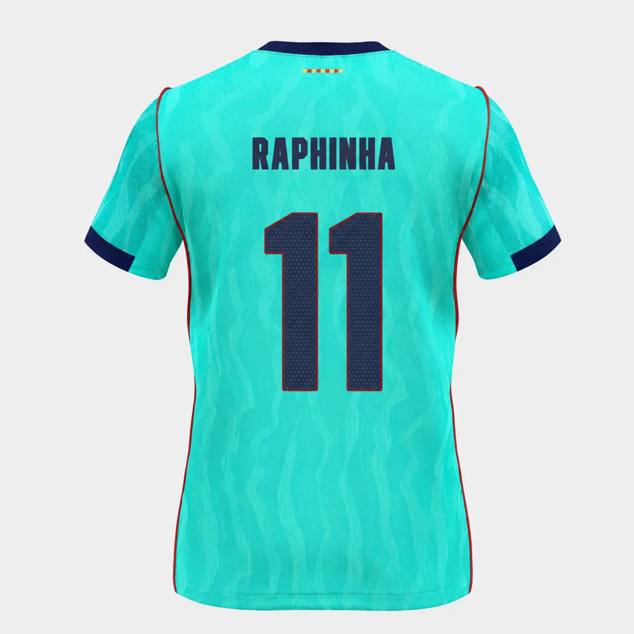Full Logo - Turquoise Print Soccer Jersey Raphinha #11, Unisex Football Shirt, Short Sleeve Sportswear, Breathable Athletic Game Day Top, Training Jersey, Casual Summer Fan Shirt