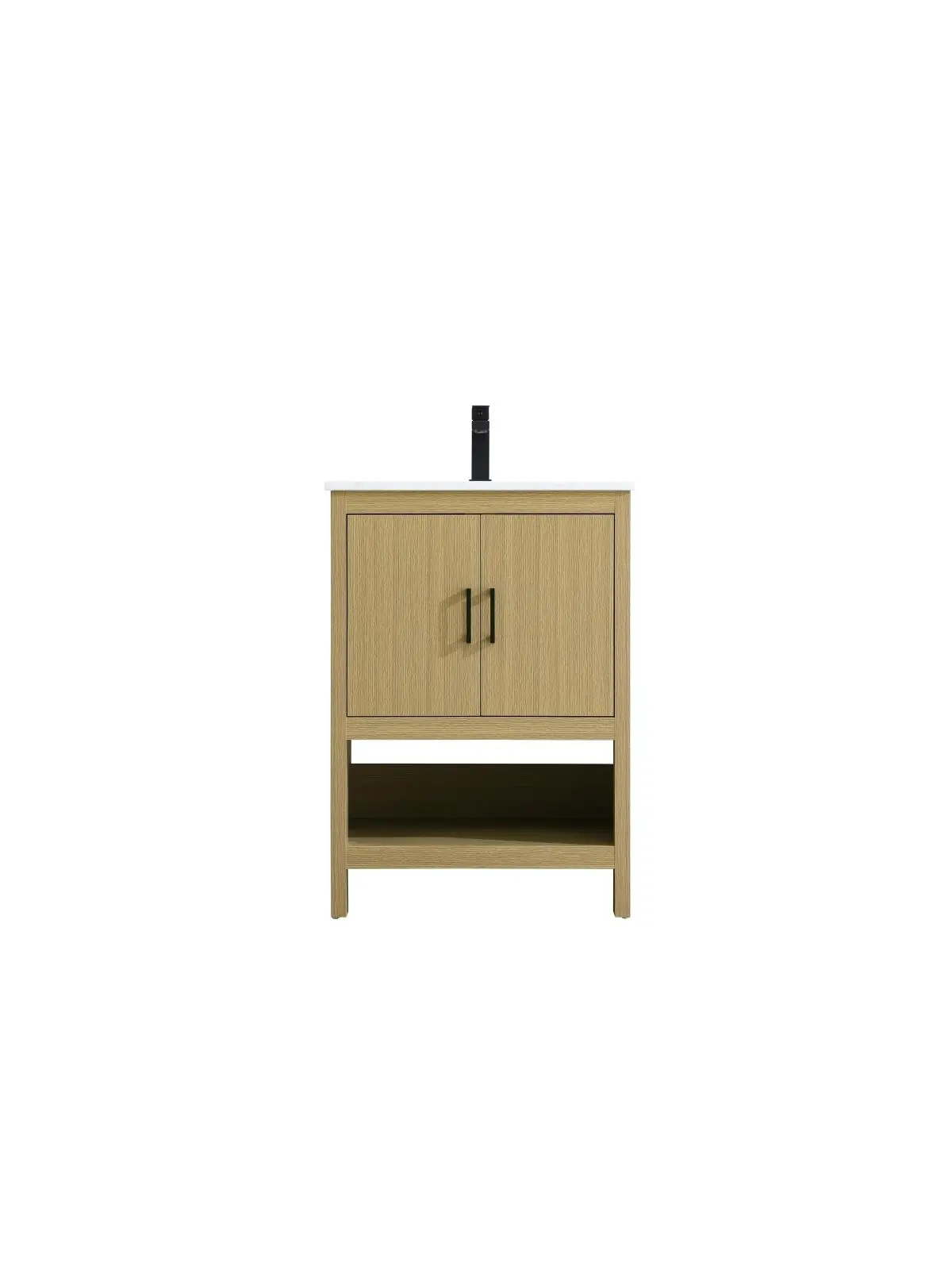 212 MAIN 24 in. Ira Single Bathroom Vanity - Honey Brown Modern Solid Wood Vanity with Flat Panels, Rectangular Base for Elegant Kitchen & Bath (VF25224MHB)