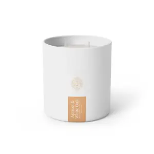 Clove & Hill Apricot and White Oak Ceramic Candle - Premium Coconut Soy Wax, Double Wick, 65+ Hour Burn Time, Freesia, Musk, Apricot, Jasmine, Sage, Amber Scent