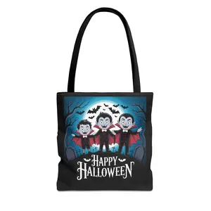 Halloween Vampire Tote Bag | Spooky Bag for Trick or Treating, Halloween Gift, Everyday Use, AOP Design