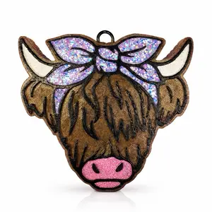 Highland Cow Car Freshie w/ Glitter Bow | Cute Western Air Freshener | Strong Long Lasting Scent | Handmade Gift Idea