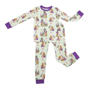 Zip N' Bear Bamboo Pajama Set Buttery Soft 2 Piece PJs for Girls Kardashian Favorite - Mystic Mermaid (3 Free Underwear)
