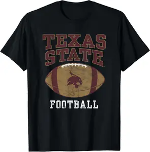 Texas State University Bobcats Football Ball T-Shirt Pure Cotton Graphic Tees Menswear Top: Gifts for Men & Women