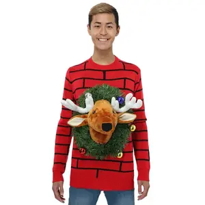 Adult Reindeer Head Ugly Christmas Sweater