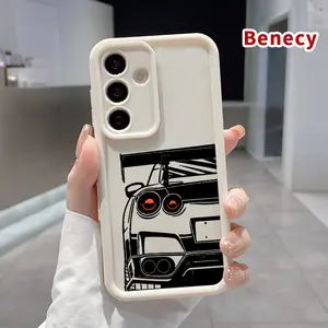 Phone Case Compatible with SAMSUNG Galaxy S23 Ultra S24 Plus S25 S22+  Racing Car Aura Pattern Shockproof Silicone TPU Bumper Drop Protection Cover Smartphone Casing