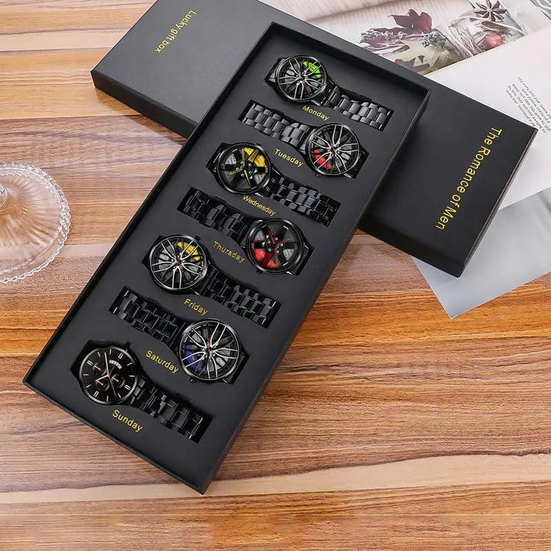 Men's Business Fashion Round Dial Analog Quartz Watch, with Box, Fashionable Watches, Fashion Watch Set for Party, Daily Decor, Trendy All-match & Exquisite Watch Set for Birthday Gift, Fashionable Stylish Watch