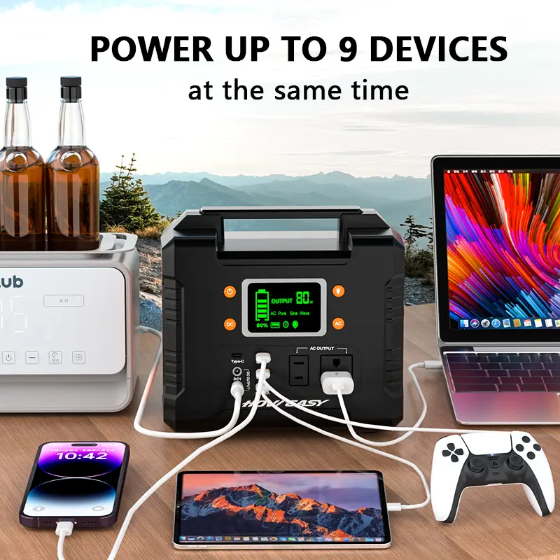 HOWEASY 300W portable power bank , 236Wh/110V AC power outlet, with LED lights/DC/USB/QC3.0,for iphone,Camping, digital display Emergency Charging Laptop power bank portable charger iphone