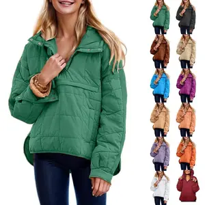 Women's Oversized Puffer Jacket with Hood, Lightweight Quilted Pullover Hoodie, Dolman Long Sleeve Warm Fall Winter Coat Outerwear Casual(Sheet)