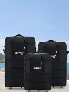 Large Capacity Foldable Travel Bag As Summer Outfits 2024, Multi-layer Expandable Airline Travel Bag, expandable duffel bag, Oxford Cloth Wheel-free Lightweight Mesh Bag for Business Trip & Work, travel essentials carryall