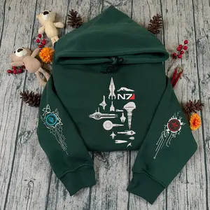 Starships Mass Effect Embroidered Hoodie And Sweatshirt, Paragon Renegade Quarterzip, Mass Effect N7 Shirt, Gaming Merch, Video Game Gift