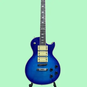 Les Paul blue  Guitar 3H pickups flame maple top 6 strings Mahogany body with Rosewood fingerboard 22 frets