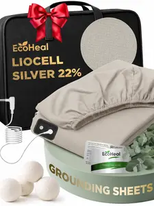 Luxury Lyocell Grounding Sheets King 22% Silver Fiber, 74% Cooling Lyocell, 4% Silk, Conductive Earth Fitted Sheet 15" Deep w/Wash Bag & Wool Dryer Balls