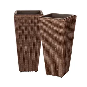 Well Traveled Living Alto 2-Piece Wicker Planter Set