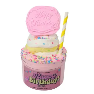 Happy Birthday Pink Slime Clay Kit with Strawberry Shortcake Scent and Realistic Cake Pieces