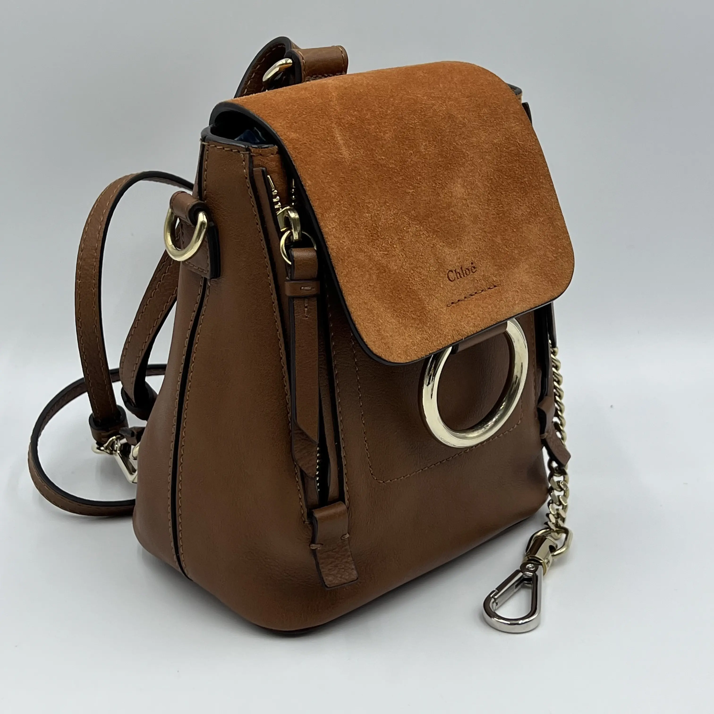 Pre-owned Chloé Leather Backpacks Suede Calfskin Mini Faye 