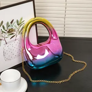 Banquet bag with chain, colorful acrylic bucket bag, colorful sequin banquet bag, European and American fashion style