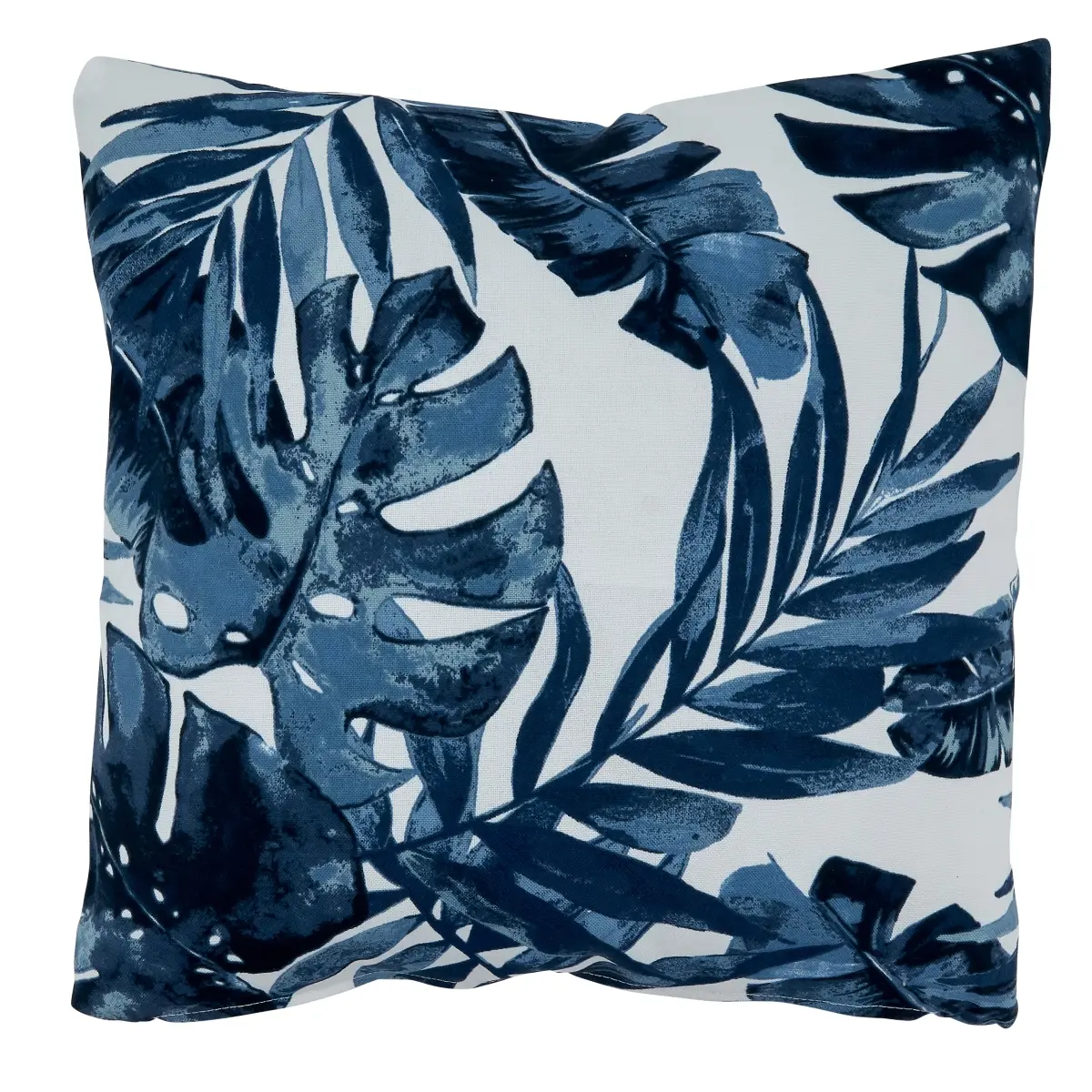 212 MAIN SARO 1931.NB17SP 17 in. Square Soft Indoor-Outdoor Pillow - Blue Tropical Leaf Print, Exotic Vibe, Home Decorative Cushion for Sofas, Indoor-Outdoor Decorative Pillows