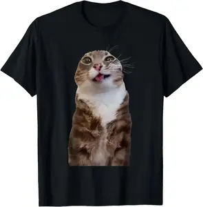 Cotton Graphic Tees Streetwear Gifts Rigby Cat Funny Rigby Cat Meme Rigby Cat Silly Cat Trendy T-Shirt Casual Soft Breathable