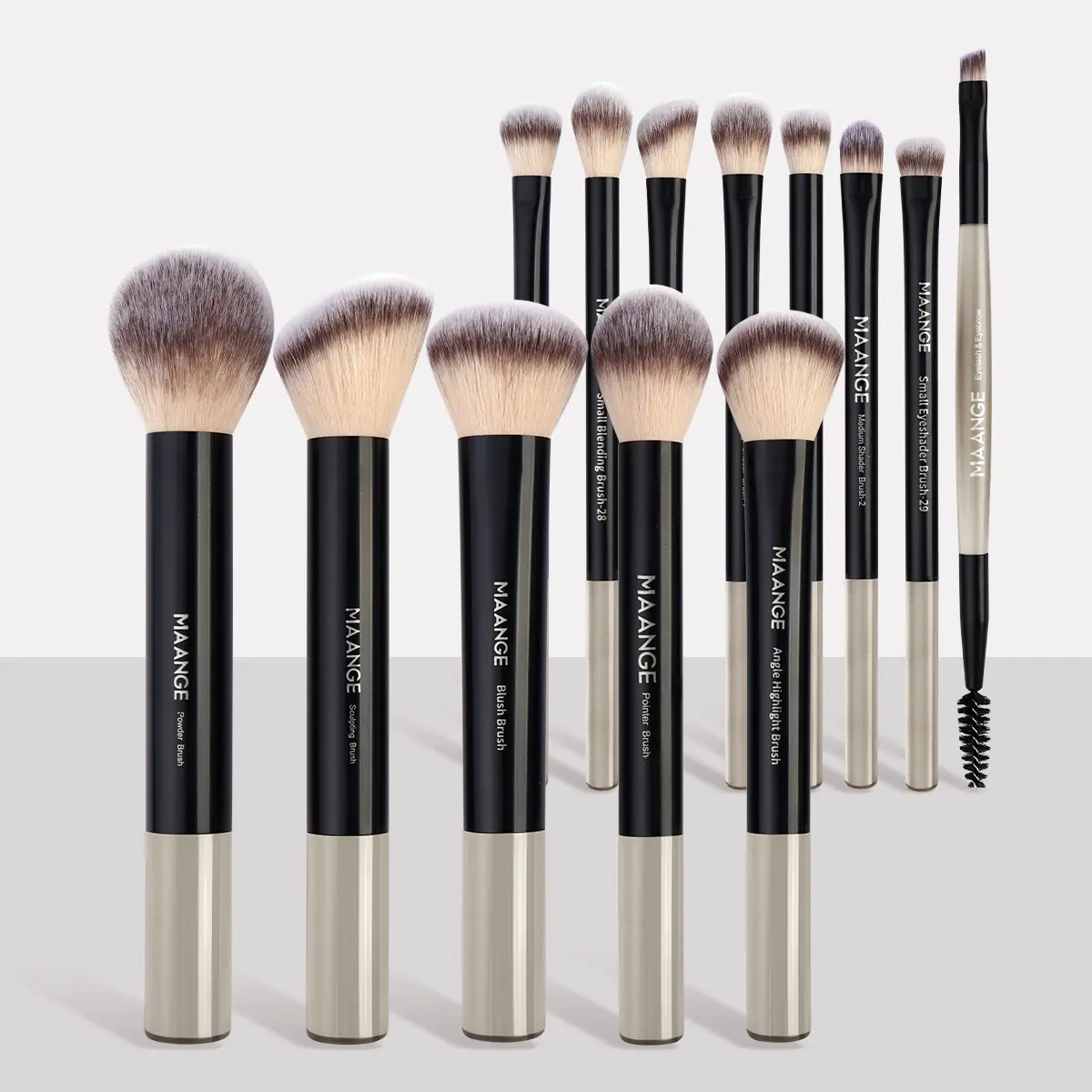MAANGE 13-Piece Black Eyeshadow & Face Makeup Brush Set for Women, Professional Cosmetic Tools for Powder, Liquid & Cream Application, Eyeshadow Brush Set, 13Pcs Brushes-Black