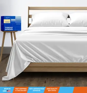 Pure Egyptian Queen Size Cotton Bed Sheets Set (Queen, 1000 Thread Count) Bright White Bedding Pillow Cases (4 Pc) Egyptian Cotton Sheets Queen Size Bed- Sateen Sheets - 16 in Deep Pocket Sheets