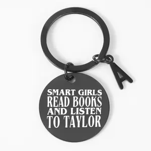 Stainless Steel Round Keychain - "Smart Girls Read Books and Listen to Taylor" Engraved Quote - Ideal Gift for TS-Loving, Book-Reading Fans - Perfect for Birthdays & New Year