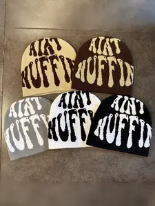 Autumn Winter Y2K Letter Knit Hat Beanie Fitted, Street Hip-Hop Warm Cap, Fashion Versatile, Suitable for Outdoor Sports and Daily Wear, Unisex