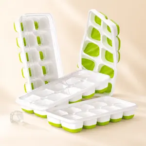 Stackable Silicone Ice Cube Trays with Lids – 4 Pack Easy Release Freezer Trays