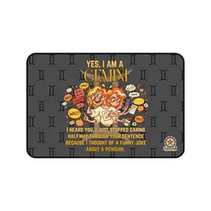 Gemini Desk Mat — "Yes, I Am a Gemini" Funny Zodiac Mouse Pad