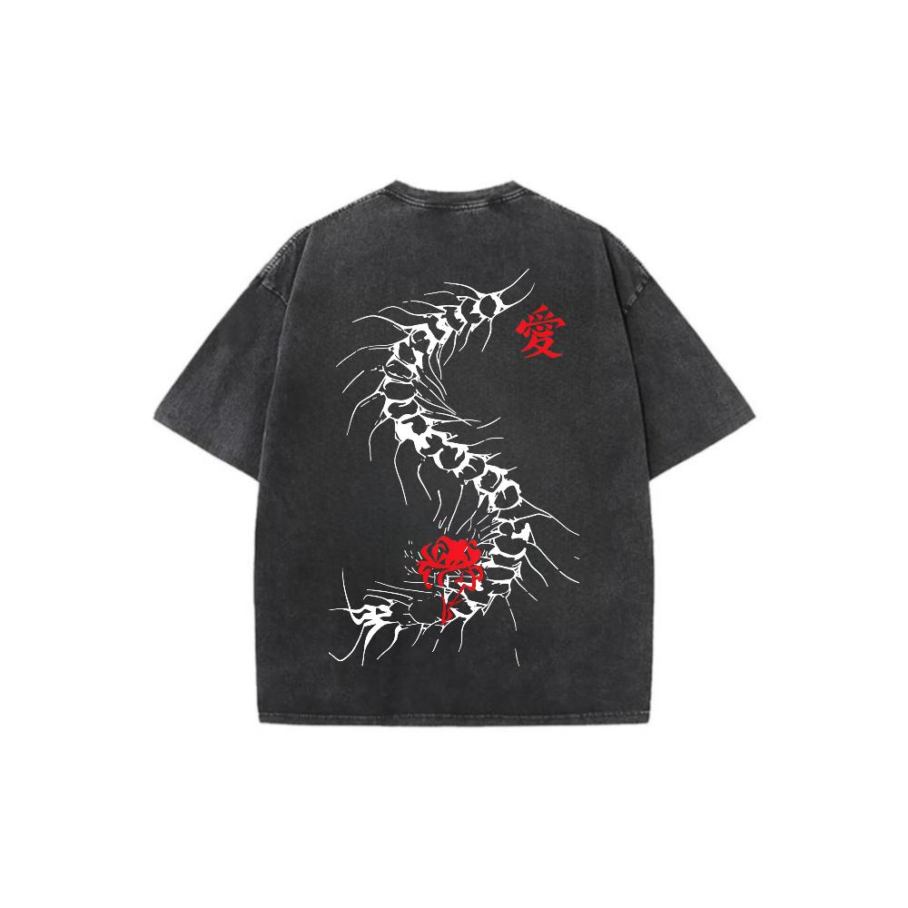 Centipede Kaneki Ken Tokyo Ghoul Anime Double Sided Print Oversized Lightweight Acid Washed Graphic Tee Gift For Anime Lovers