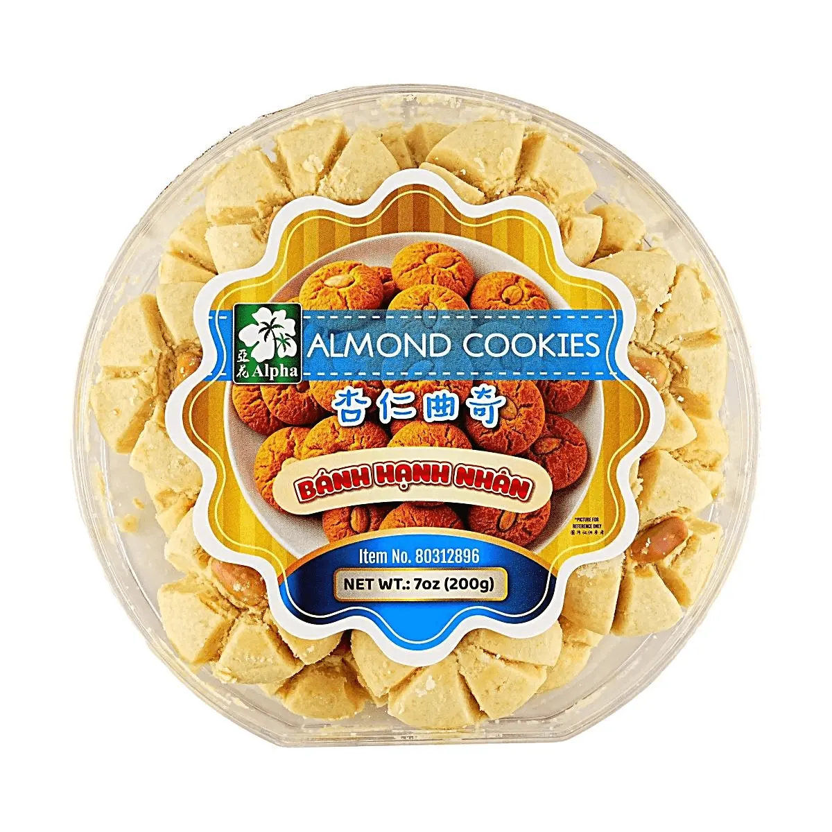 ALPHA FOOD Almond Cookies 198g - Crispy & Delicious Shortbread Biscuits for Snacks & Tea Time