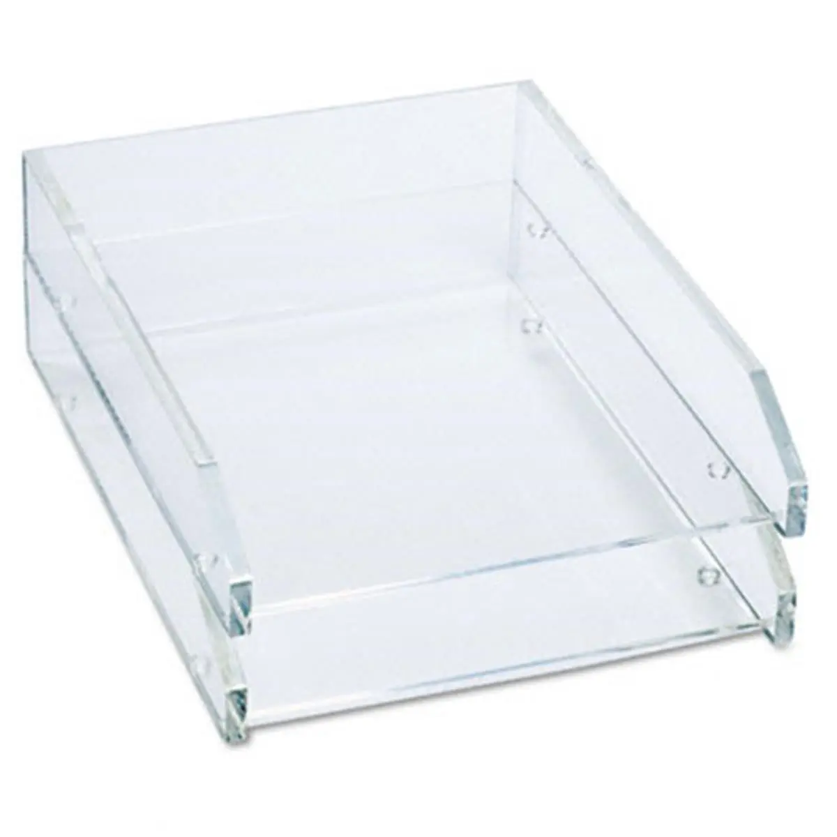 212 MAIN Double-Tier Front Load Acrylic Letter Tray - Stackable Desk Organizer Tray for Office Paper, Desk Tidy & Table Organizer Needs, Office Paper Organizer