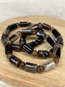Onyx Agate Crystal Barrel Bracelets for Men and Women - Fashion Accessory Bohemian
