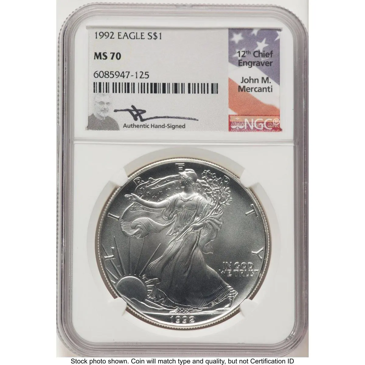 Modern Bullion Coins (1992 Silver Eagle John Mercanti)