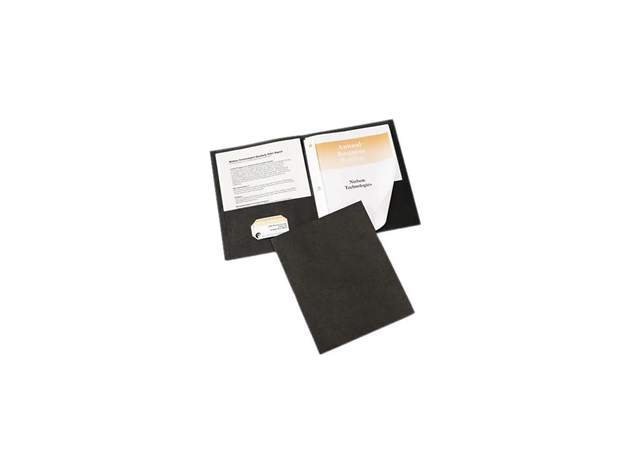 Avery 47978 Paper Two-Pocket Report Cover, Tang Clip, Letter, 1/2" Capacity, Black, 25/Box