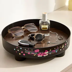 Multifunctional Wooden Tray Set, Decorative Round Jewelry Storage Trays, Bathroom Vanity Table Decoration, Country Farmhouse Coffee Table Ornament
