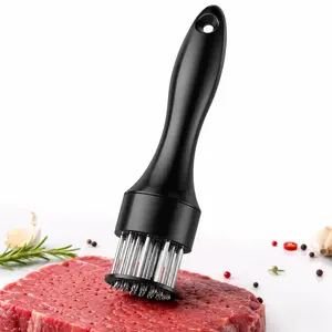 16-Blade Stainless Steel Needle Meat Tenderizer Tool, Heavy-Duty Kitchen Softener with Ergonomic Non-Slip Handle for Beef, Chicken, Pork, Enhances Marinade Absorption, BBQ Grill Cooking Accessory