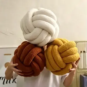 Stylish Soft Knotted Spherical Pillow, Artisan Made Round Knot Cushion, Elegant Home Decor for Sofa Bedroom Living Room
