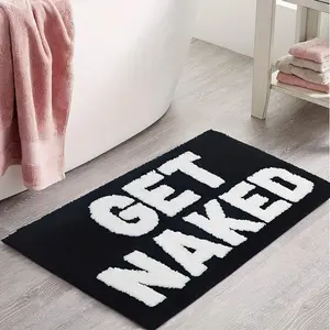Letter Pattern Bath Mat, Bath Rug, Multi-size Non-slip Soft Absorbent Floor Mat, Bathroom Decorative Mat for Home Bathroom Hotel Salon Dormitory