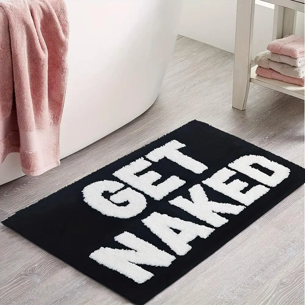 Letter Pattern Bath Mat, Multi-size Non-slip Soft Absorbent Floor Mat, Bathroom Decorative Mat for Home Bathroom Hotel Salon Dormitory