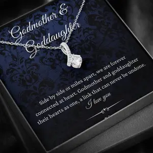 Petit Ribbon Necklace, Godmother & Goddaughter Necklace, Birthday For Godmother From Goddaughter, Godmother Gift, Jewelry For