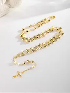 Fashion Classic Virgin Mary Pendant Necklace, Vintage Jesus Cross Charm, Religious Beaded Jewelry, Faith Jewelry, Holiday Gift, Church Prayer