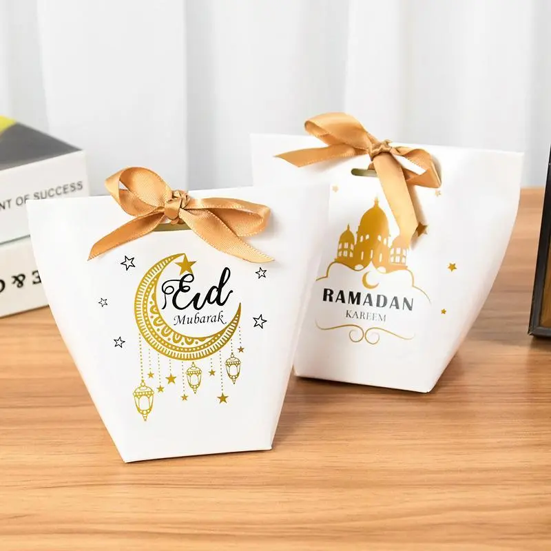 5/10Pcs Eid Mubarak Gift Box Ramadan Kareem Candy Bags Muslim Islamic Festival Party DIY Decoration Supplies 2023 Eid Al-fitr