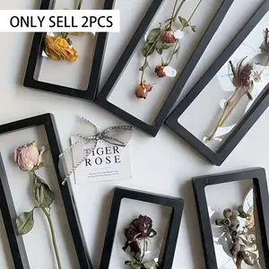 11.81in 2pc Set Black Transparent Flower Frame DIY Dried Flower Frame Home Decoration Ornaments Festival Flower Gift Box (excluding Flowers) Picture Frame Set Halloween Thanksgiving Christmas Gift